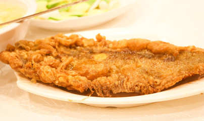 Tasty fish fry on  the white on plate