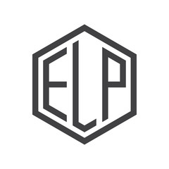 three-letter initials hexagon logo black