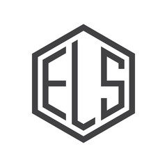 three-letter initials hexagon logo black