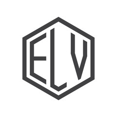 three-letter initials hexagon logo black