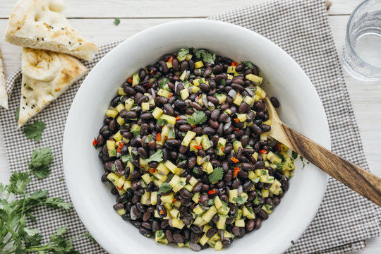 Food: Black Beans Salad with Mango, Chili and Cilantro