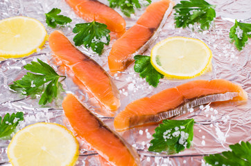 Sliced salted salmon