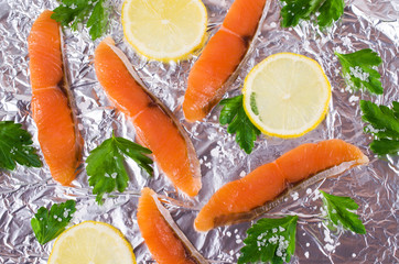 Sliced salted salmon