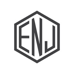 three-letter initials hexagon logo black