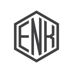 three-letter initials hexagon logo black