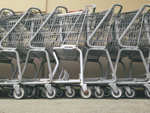 Row of shopping carts