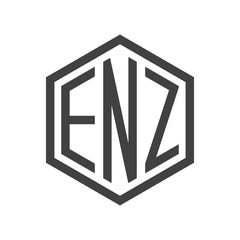 three-letter initials hexagon logo black