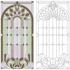 Stained-glass pattern in neoclassic style. Vector