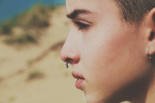 Beautiful girl in profile