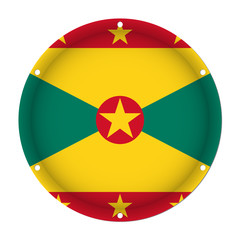 round metallic flag of Grenada with screw holes