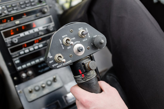 Cyclic stick in a helicopter cockpit