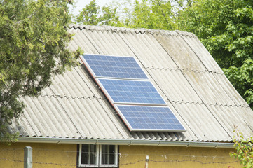 solar panel on roof of old house
