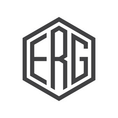 three-letter initials hexagon logo black