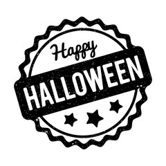 Happy Halloween rubber stamp black on a white background.