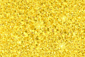 Vector realistic isolated golden sparkle glitter confetti background for decoration and covering. Concept of happy birthday, party and holidays.