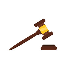 Vector flat isolated wood judge hammer gavel on the white background. Concept of auction, justice and courthouse.