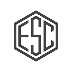 three-letter initials hexagon logo black