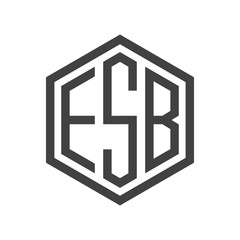 three-letter initials hexagon logo black