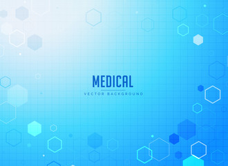 Obraz premium medical care blue background design with hexagonal shapes