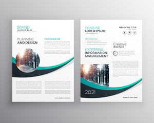 brochure design with blue wave shape template