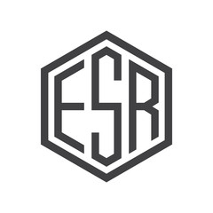 three-letter initials hexagon logo black