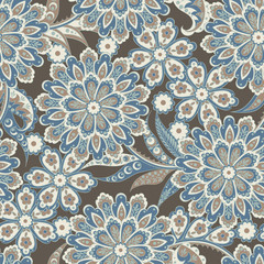 Floral ethnic seamless Pattern. Arabic Ornament. Ornamental motifs of the Indian fabric patterns.