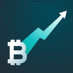 bitcoins upward trend graph arrow rising up