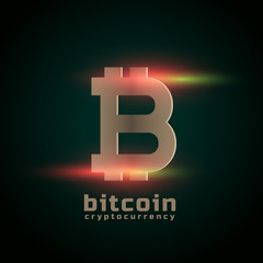 cryptocurrency bitcoin with light effect