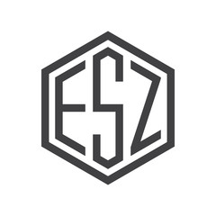 three-letter initials hexagon logo black