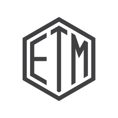 three-letter initials hexagon logo black