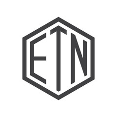 three-letter initials hexagon logo black