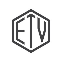 three-letter initials hexagon logo black