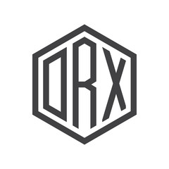three-letter initials hexagon logo black