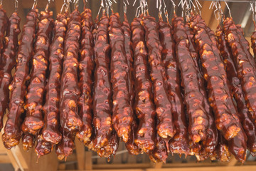 Brown sweet churchchel. Oriental sweets in the bazaar