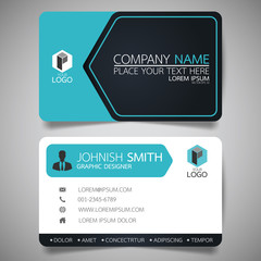 Blue modern creative business card and name card,horizontal simple clean template vector design, layout in rectangle size.