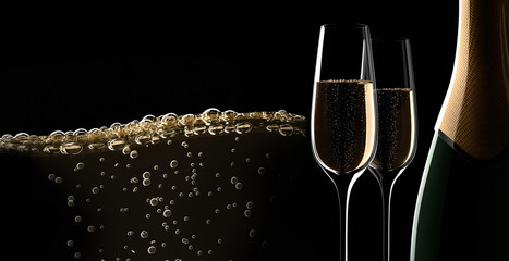 Champagner-Motiv vor Schwarz