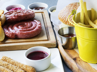 Set of brand sausages