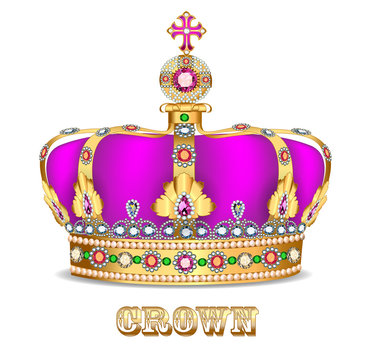 illustration imperial crown with jewels on a white background