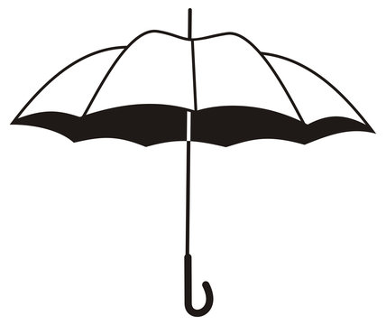 Contour image of umbrella isolated on a white background. Vector clip art.