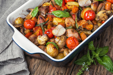 Baked meat with vegetables