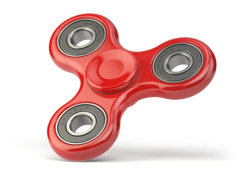 Fidget finger spinner stress, anxiety relief toy isolated on white backround.