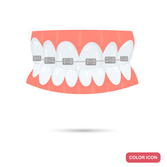 Braces on teeth color flat icon for web and mobile design