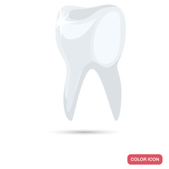 Healthy tooth color flat icon for web and mobile design