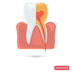 Tooth in a cut color flat icon for web and mobile design
