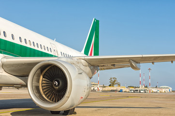 Dettali di un'ala di un aereo