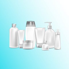 Background with bottles of cosmetic