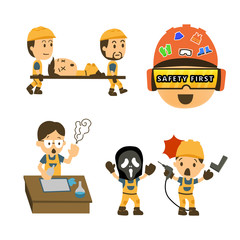Set of Construction worker, Accident working, safety first, health and safety, vector illustrator