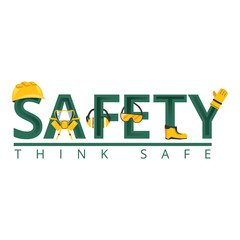 Work safety word concept.Safety equipment.Vector illustration