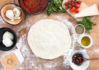 Pizza dough on the table