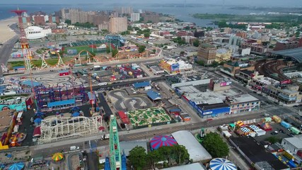 Drone video Coney Island amusement parks 4k 60p